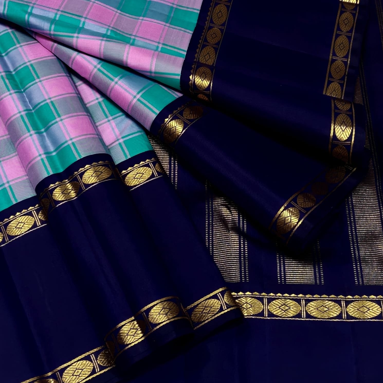 Navy Blue kanchipuram silk saree